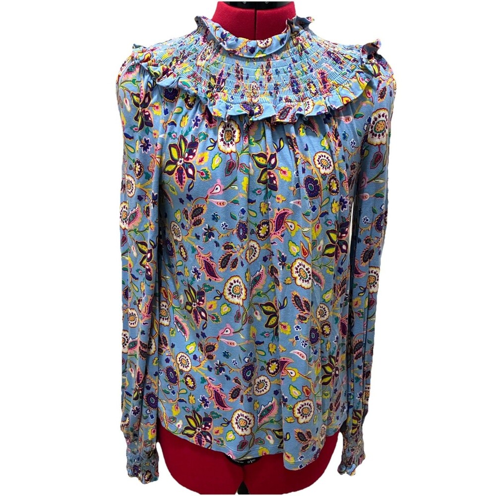 Boden Women’s Blue Floral Paisley Long Sleeve Shirt Size 4